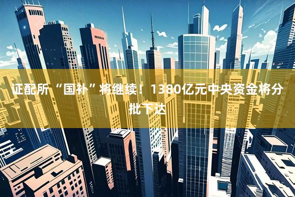 证配所 “国补”将继续！1380亿元中央资金将分批下达