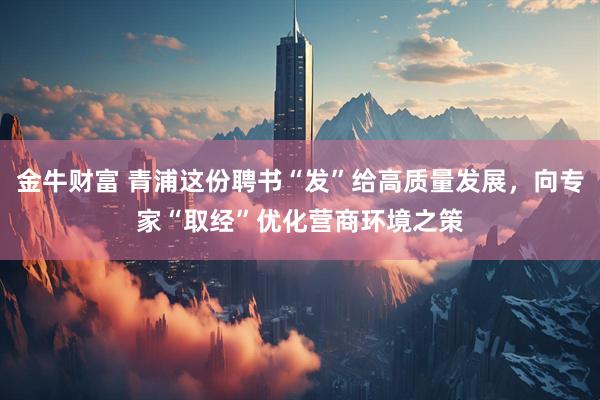 金牛财富 青浦这份聘书“发”给高质量发展，向专家“取经”优化营商环境之策